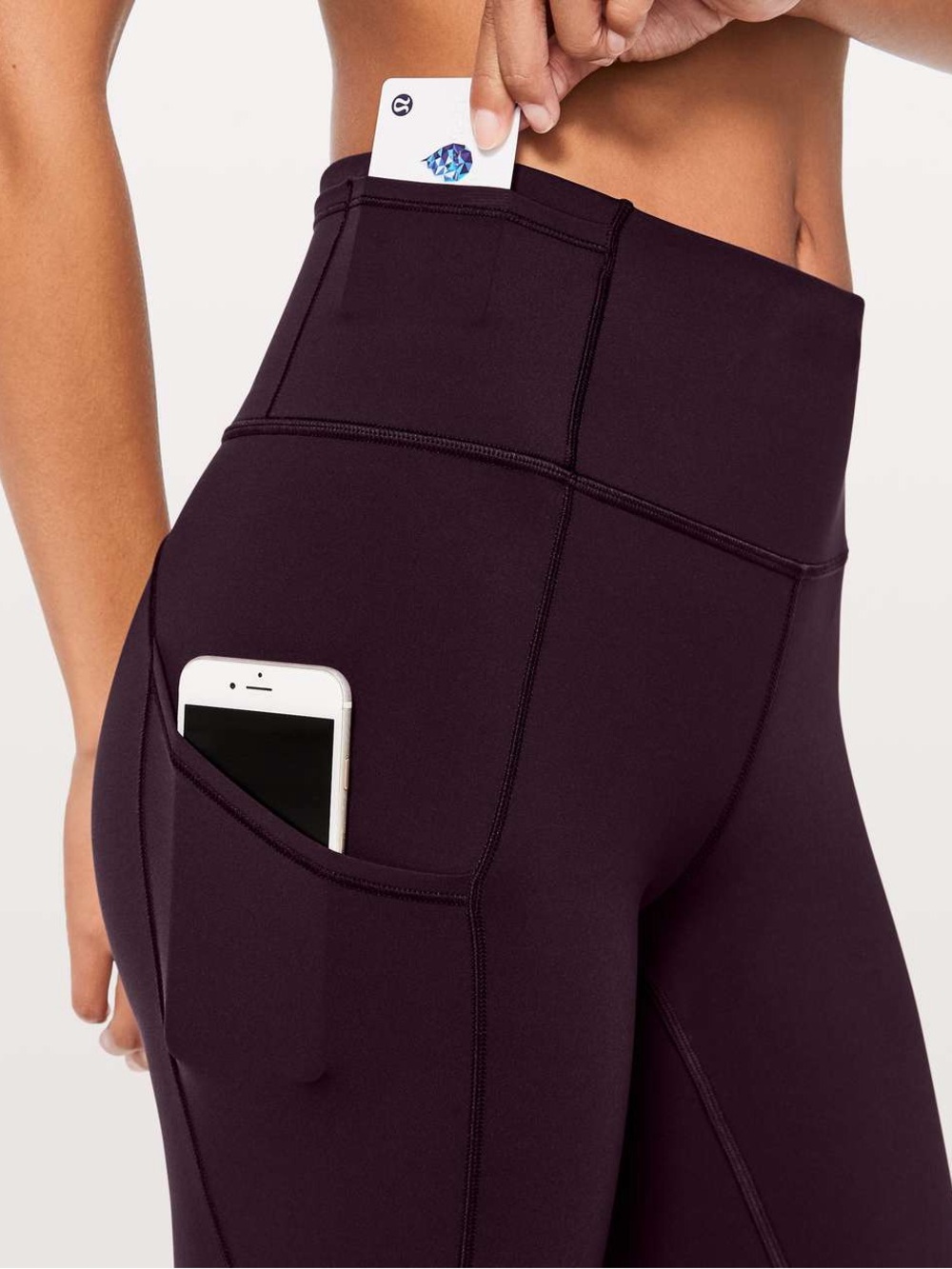 Lululemon Fast & Free Crop II High-Waist Pocket Leggings Black Cherry Sz 6 Yoga